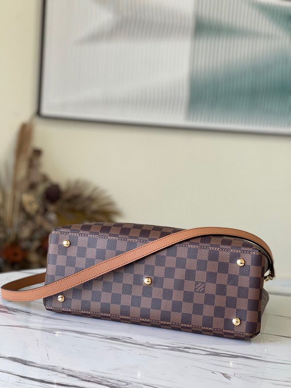 Louis Vuitton Riverside in Damier Ébène e Pelle di Vitello Ciliegia