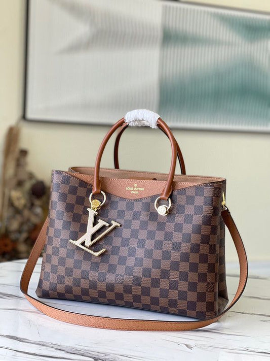 Louis Vuitton Riverside in Damier Ébène e Pelle di Vitello Ciliegia