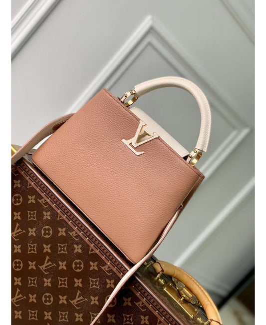 Louis Vuitton Capucines BB in Pelle Taurillon - Rosa Trianon e Greige