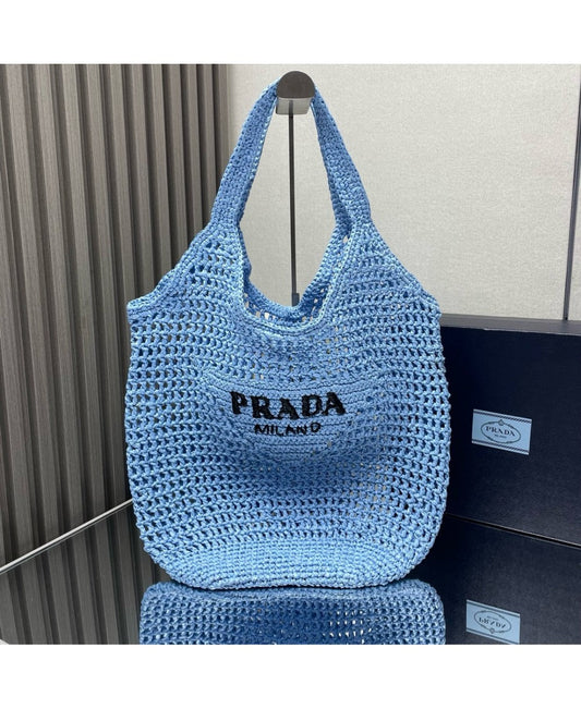 Borsa shopping in tessuto intrecciato PRADA